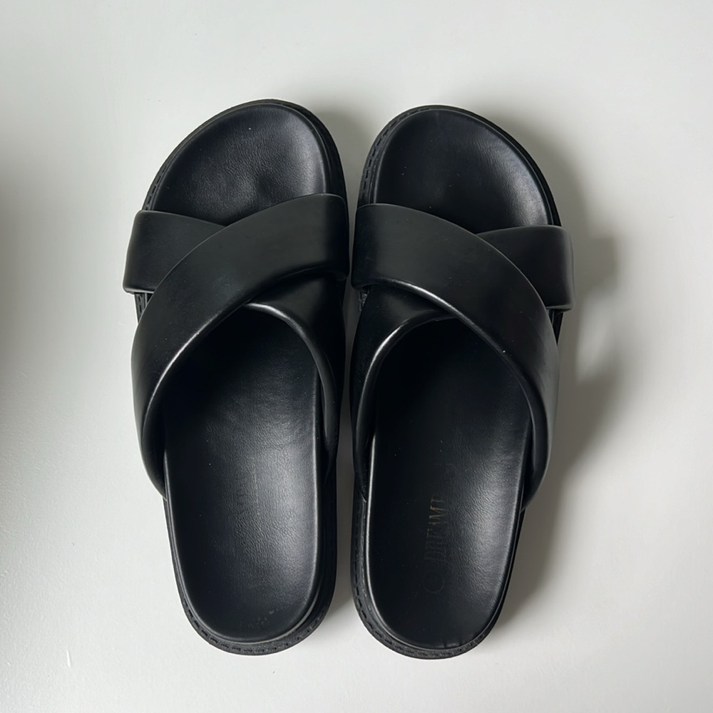 Dream Pairs black leather slides